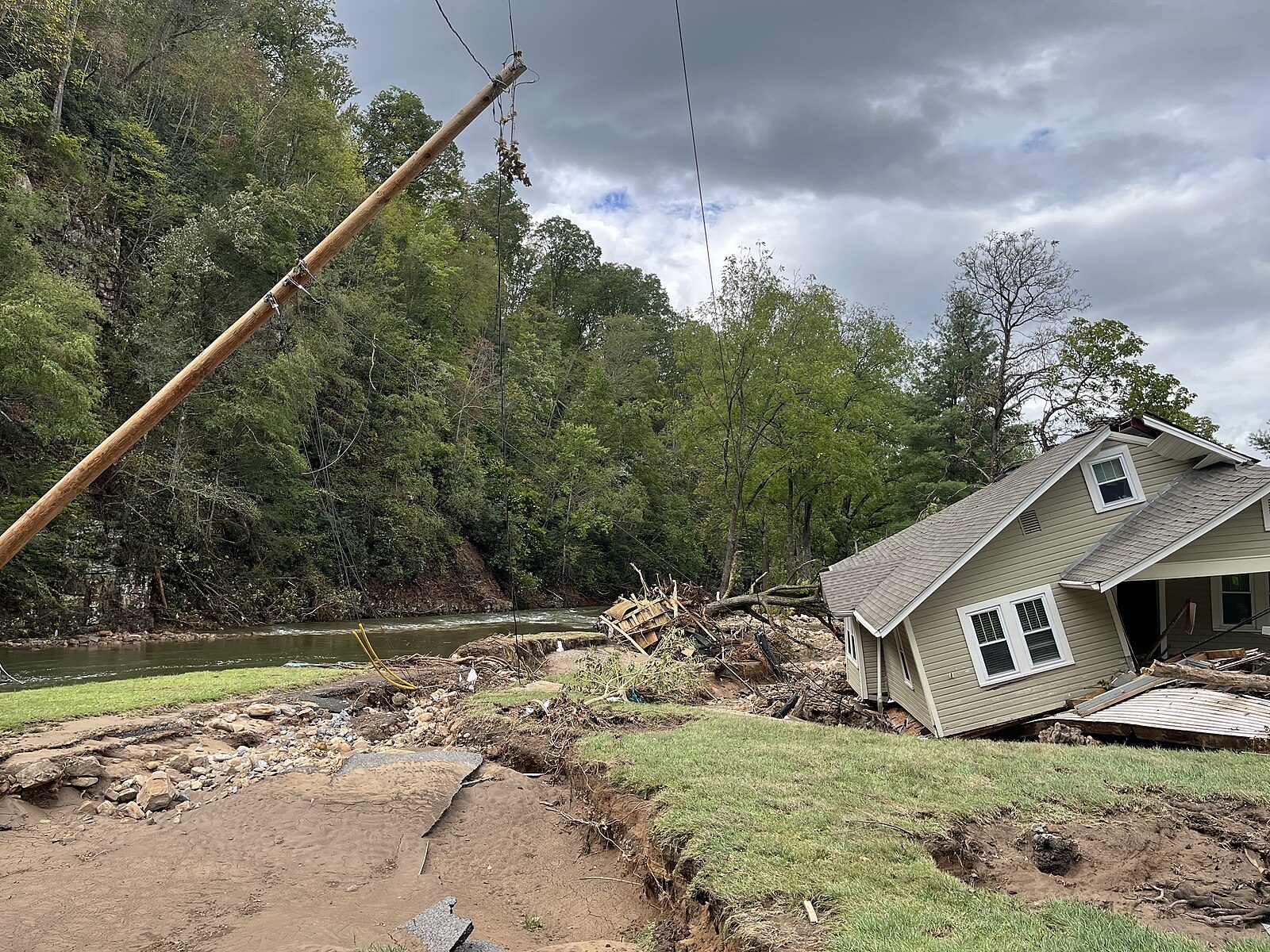 House pushed off its foundation and downed utility pole in southwest Virginia after Helene
