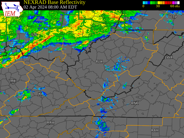 NEXRAD radar loop showing a severe weather system