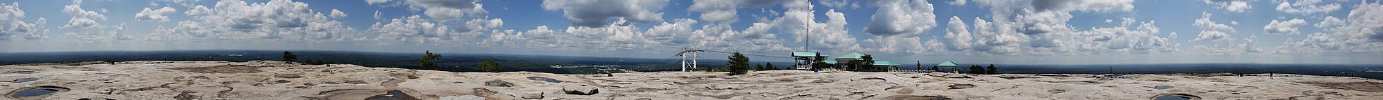 Panoramic view from the summit of Stone Mountain, with communications infrastructure visible