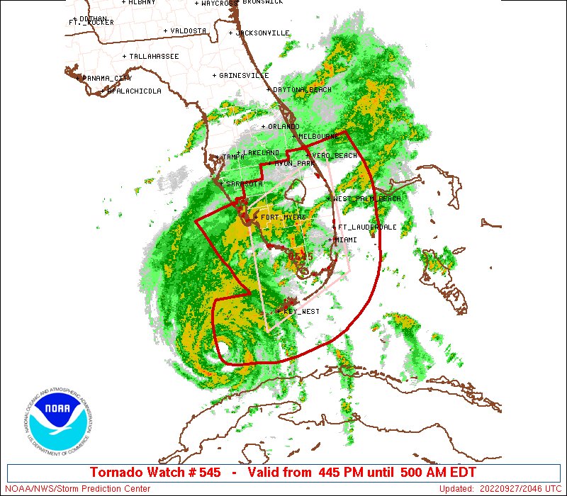 Storm Prediction Center tornado watch graphic